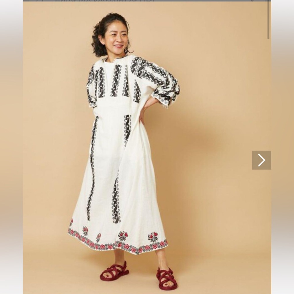 Elegant White and Black Embroidered Dress by Freada- Bought in Japan.NWT